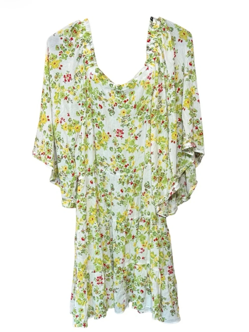 Cactus + Pearl Floral Tiered Dress XXL Boho Cottagecore Ruffle Mini - Picture 3 of 3